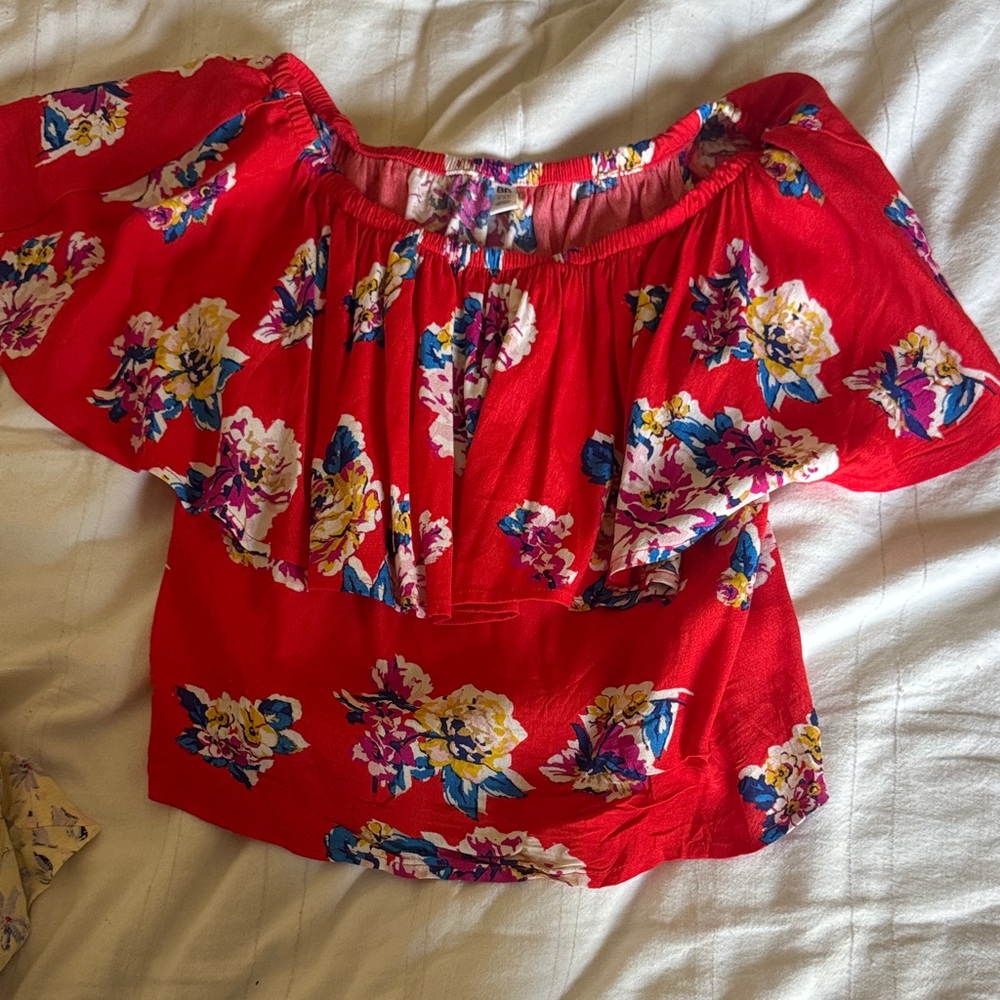 Floral Red Women's Top